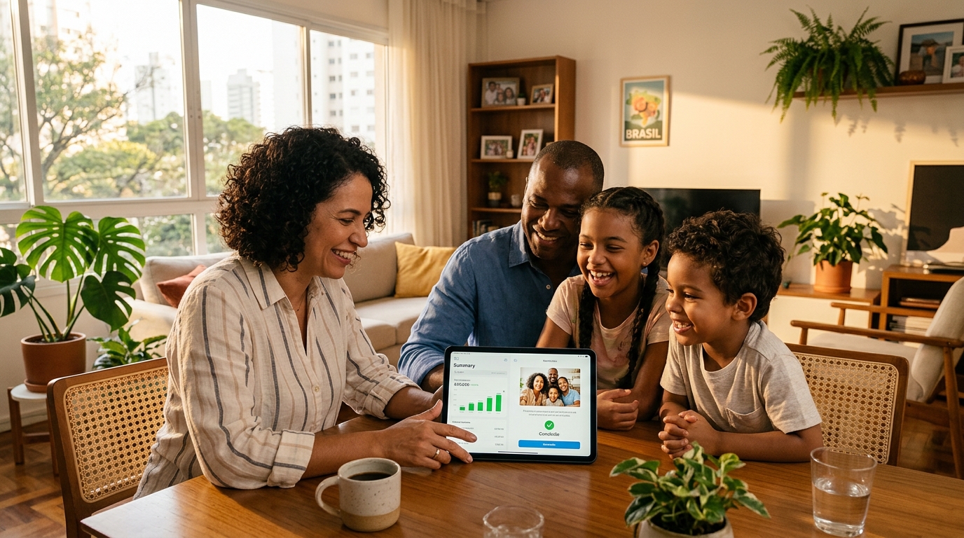 Família brasileira com tranquilidade financeira